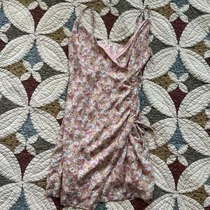 Altar'd State pink floral mini dress with tie detail Size S Valentine’s Day